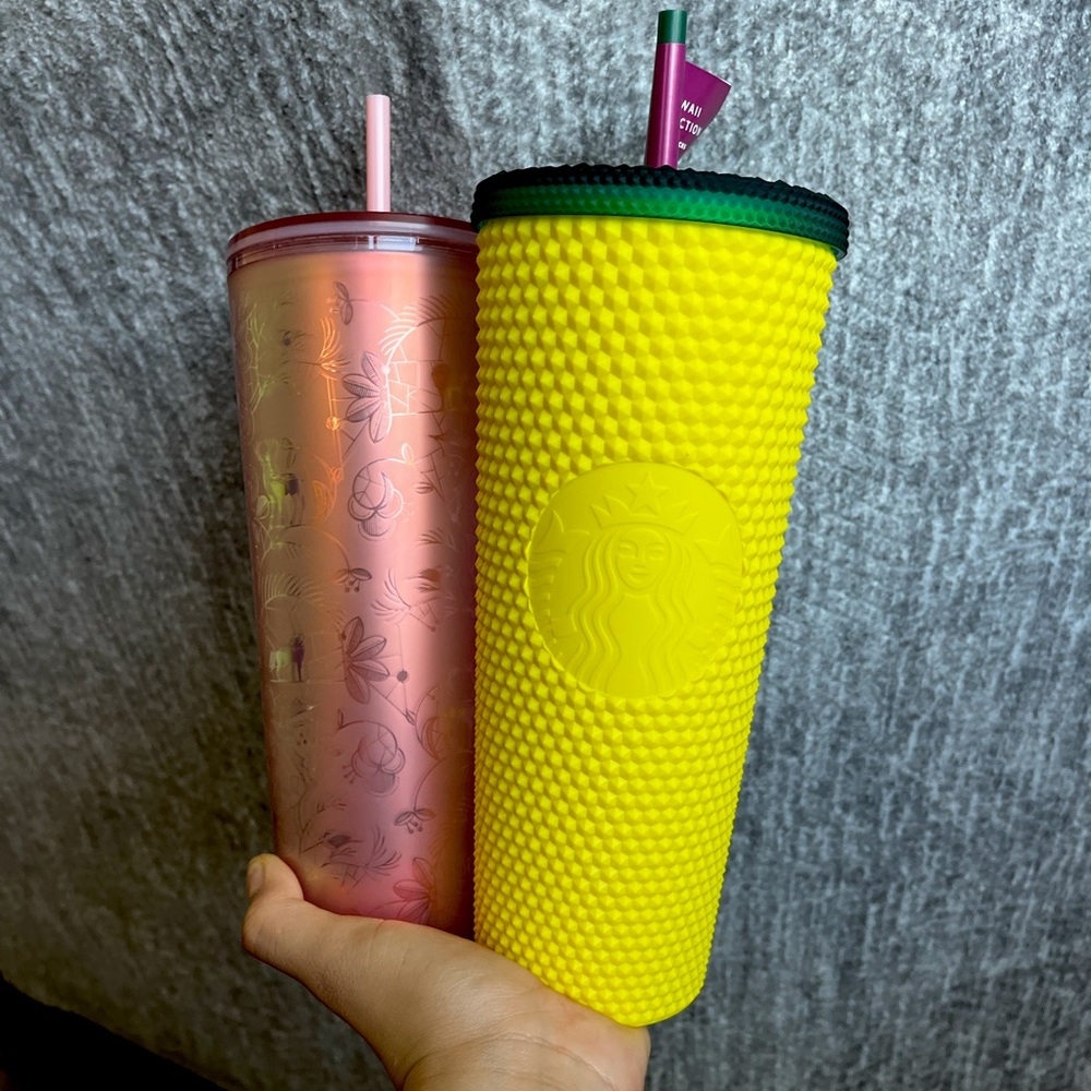 Starbucks Pink Rose Soft Touch Tumbler & pineapple tumble set